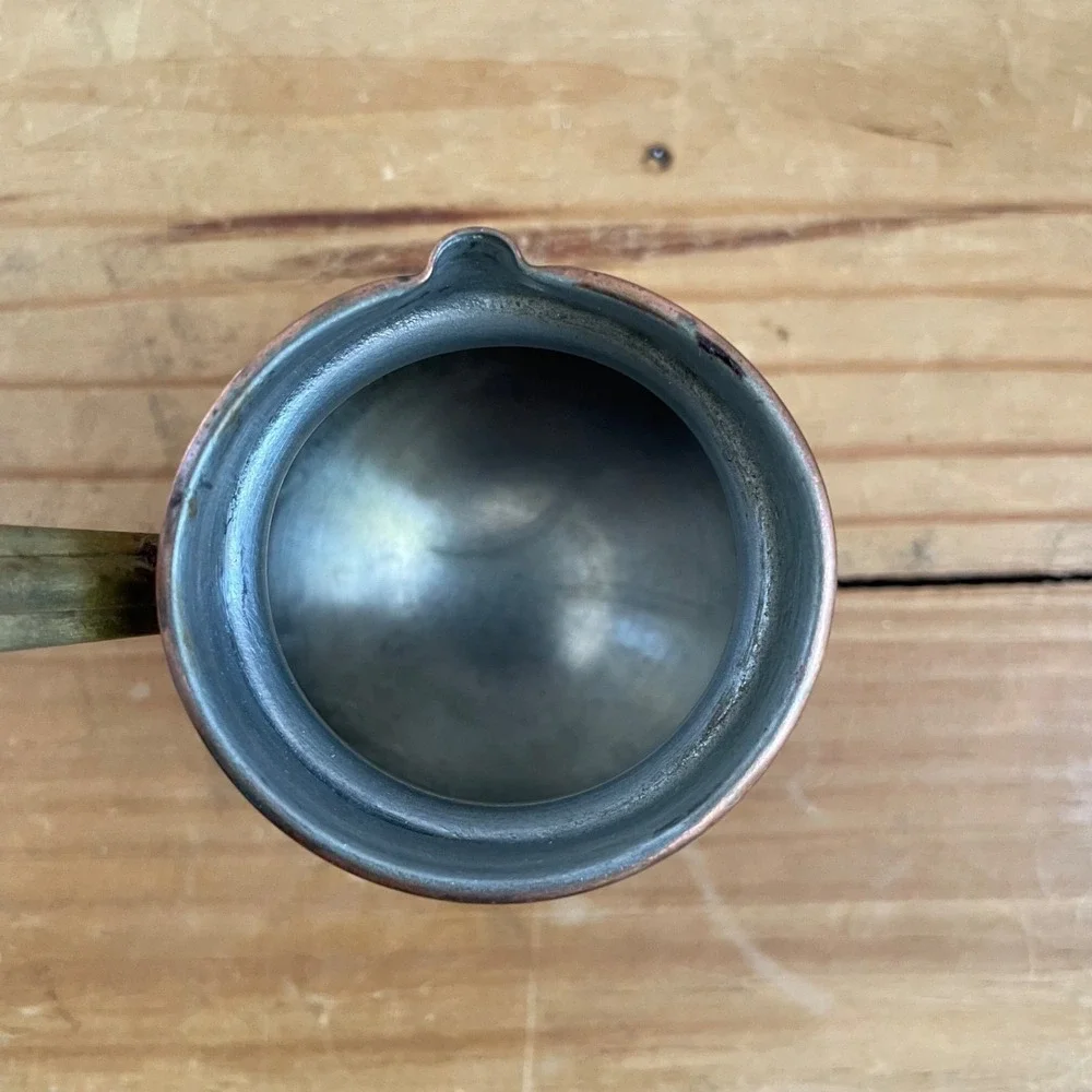 Vintage Copper Turkish Coffee Pot Cezve Ibrik Small Brass Handle Patina